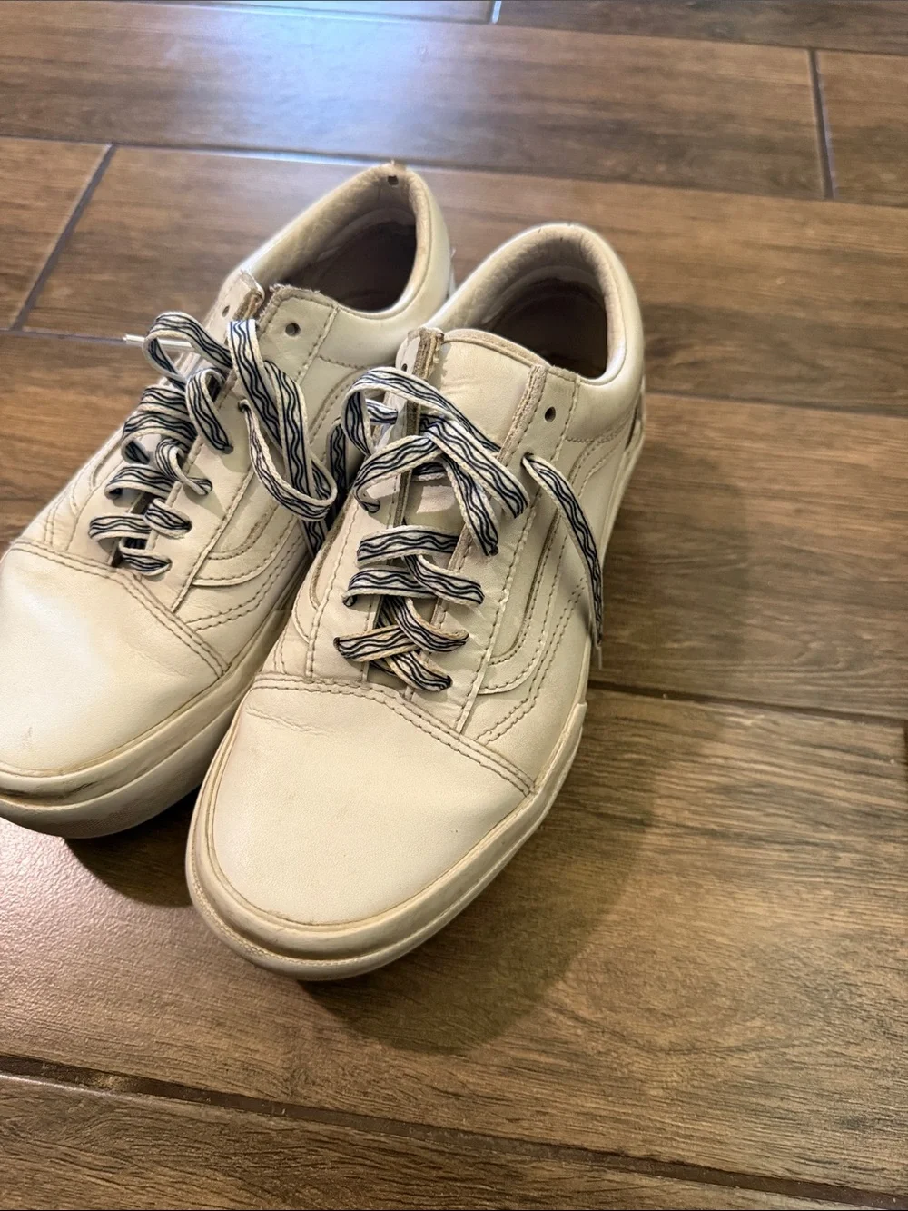 Vans Era Stacked Leather True White Platform Sneakers Womens Sz 6.5
